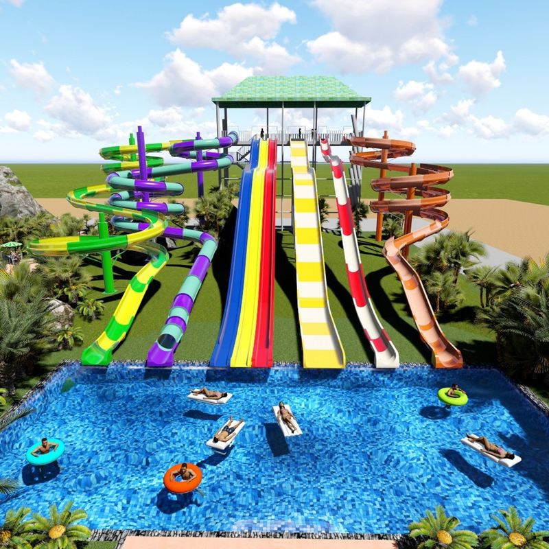 Gezinsvriendelijk Volwassenen Groot waterpark Glijbaan Voor pretpark 50-100 meter Lang